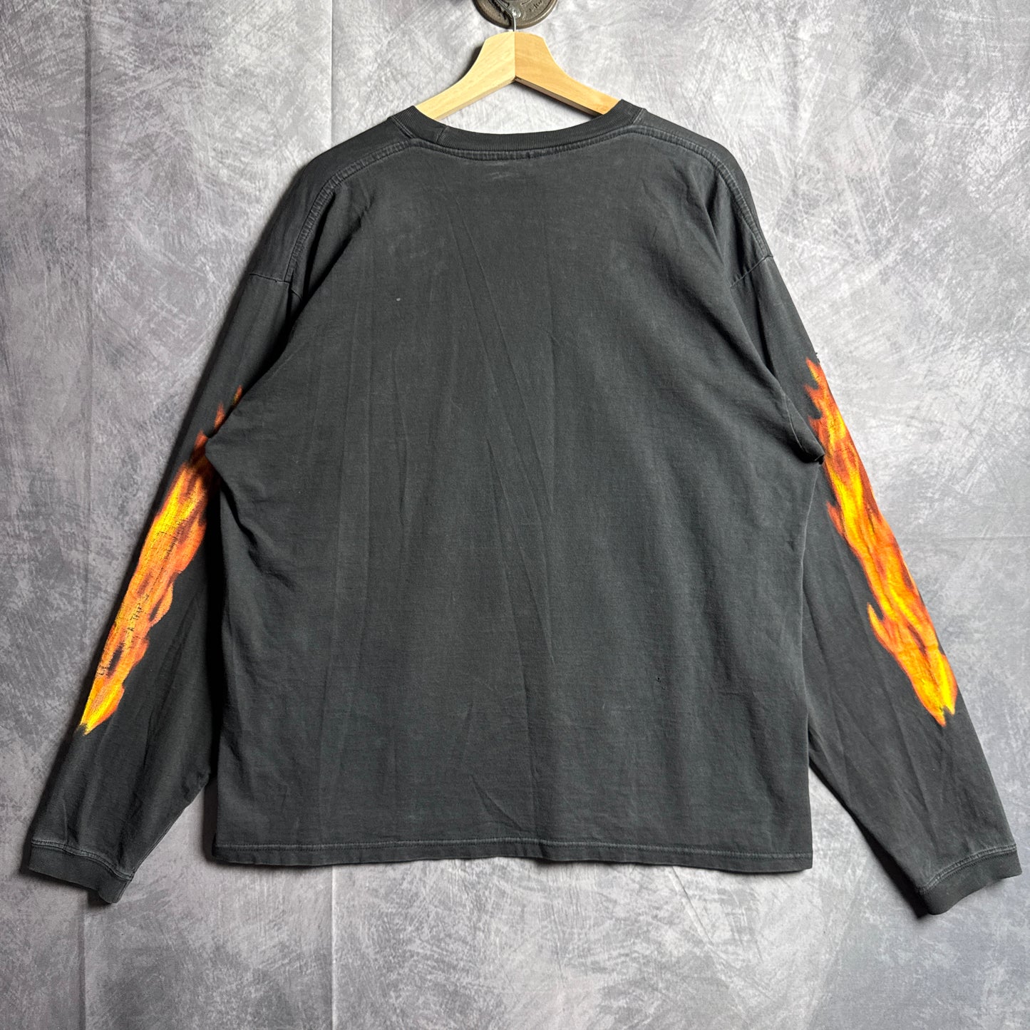 90s Black Texas Longhorns Flame Long Sleeve Shirt 4548