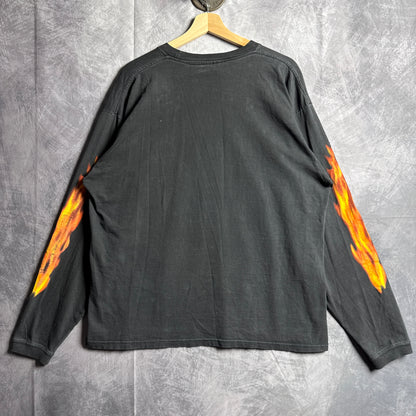 90s Black Texas Longhorns Flame Long Sleeve Shirt 4548