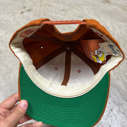 80s Orange University of Texas Longhorns Sports Specialties Single Line Script Snapback Hat SIGNED