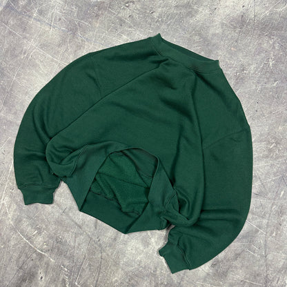 90s Dark Forest Green Bold Spirit Blank Essential Crewneck Sweasthirt M AF09