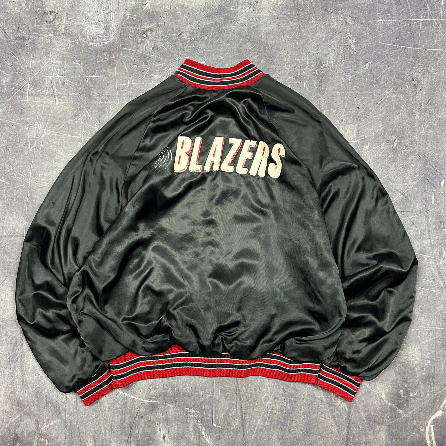 90s Locker Line Portland Trailblazers Satin Bomber jacket L Y56