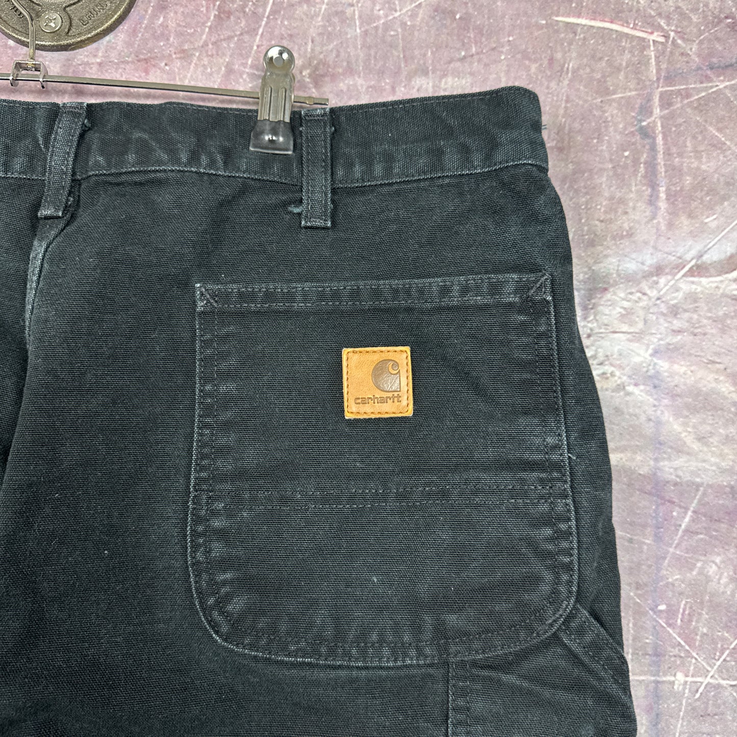90s Black Carhartt Baggy Carpenter Work Shorts 37x11 2944