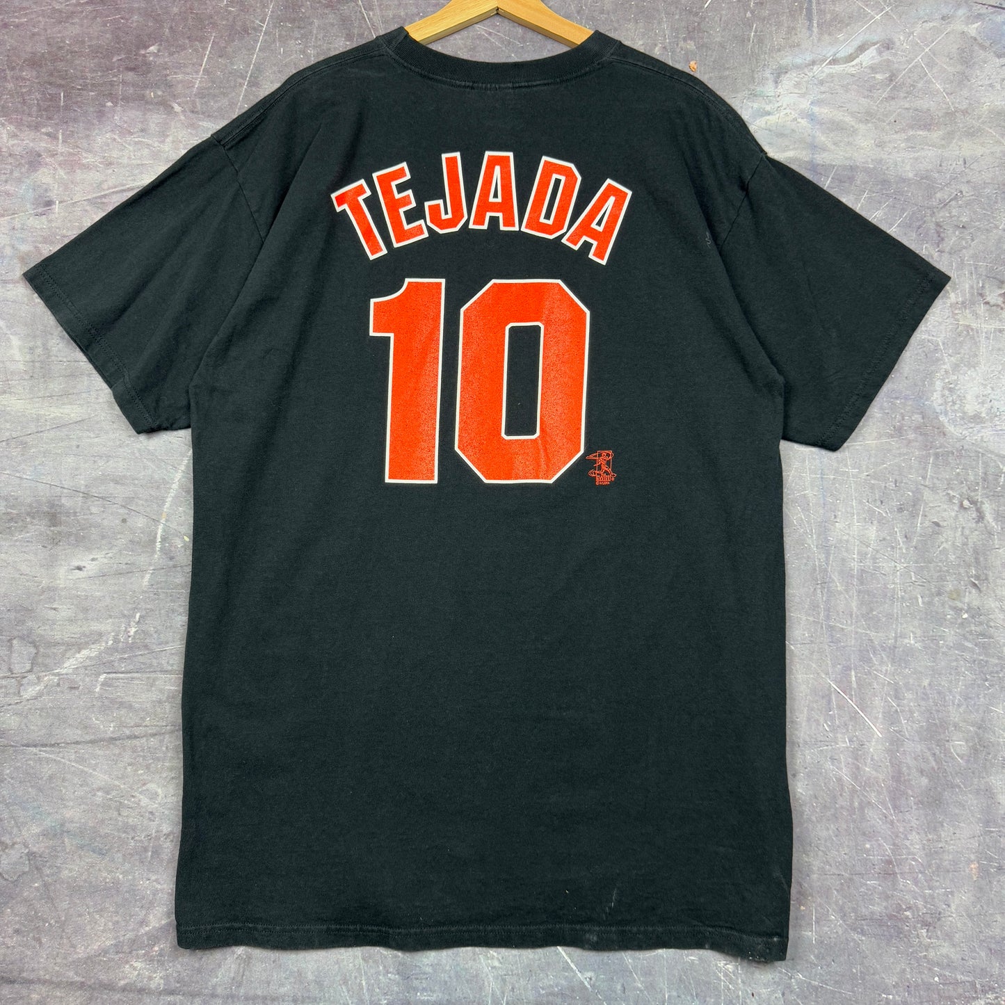 Early 00s Black Baltimore Orioles Miguel Tejada 10 Baseball Graphic Shirt XL 0920