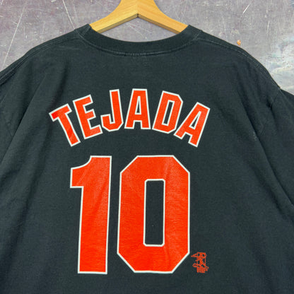 Early 00s Black Baltimore Orioles Miguel Tejada 10 Baseball Graphic Shirt XL 0920