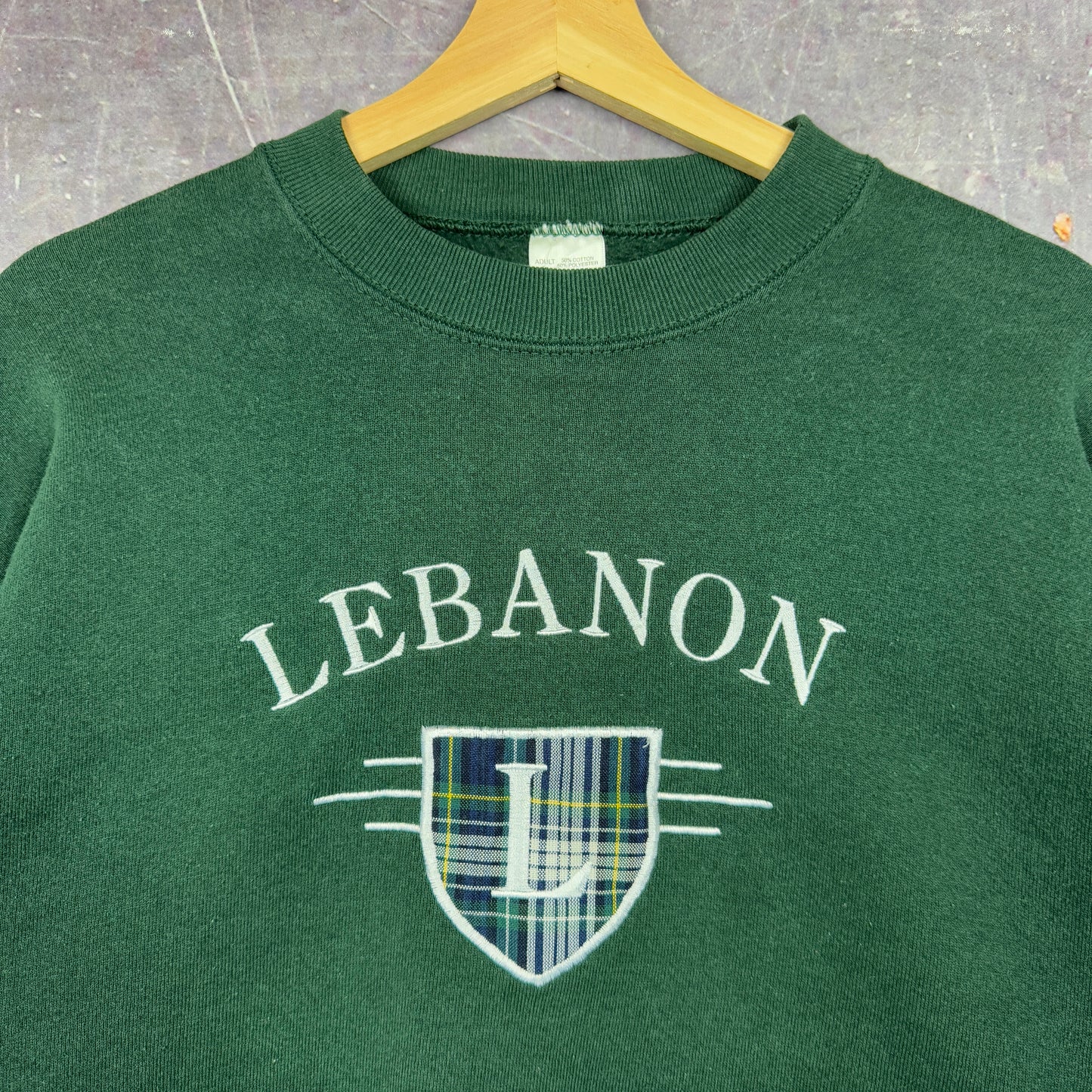 90s Green Lebanon Embroidered Spellout Spellout Crewneck Sweatshirt M 1199