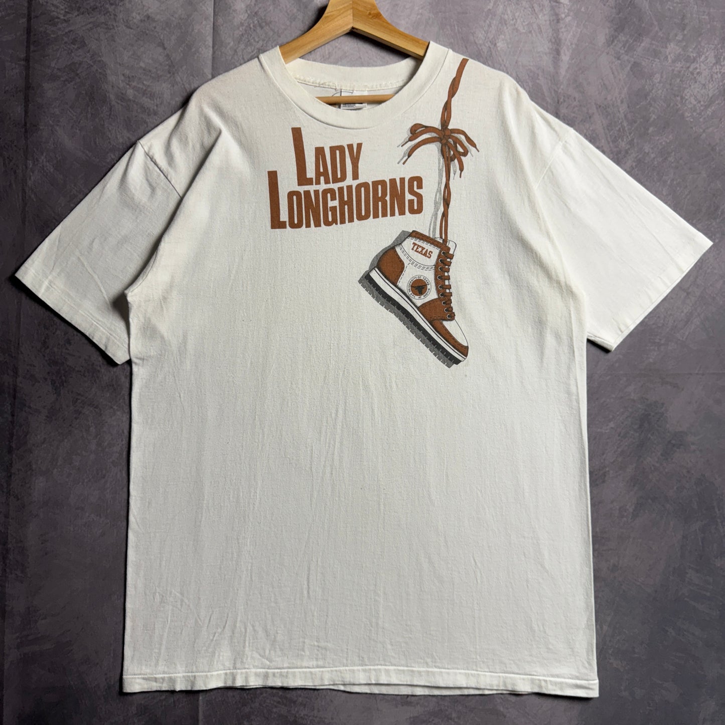 90s White Texas Longhorns Lady Longhorns Shoe Shirt 4596