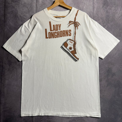90s White Texas Longhorns Lady Longhorns Shoe Shirt 4596