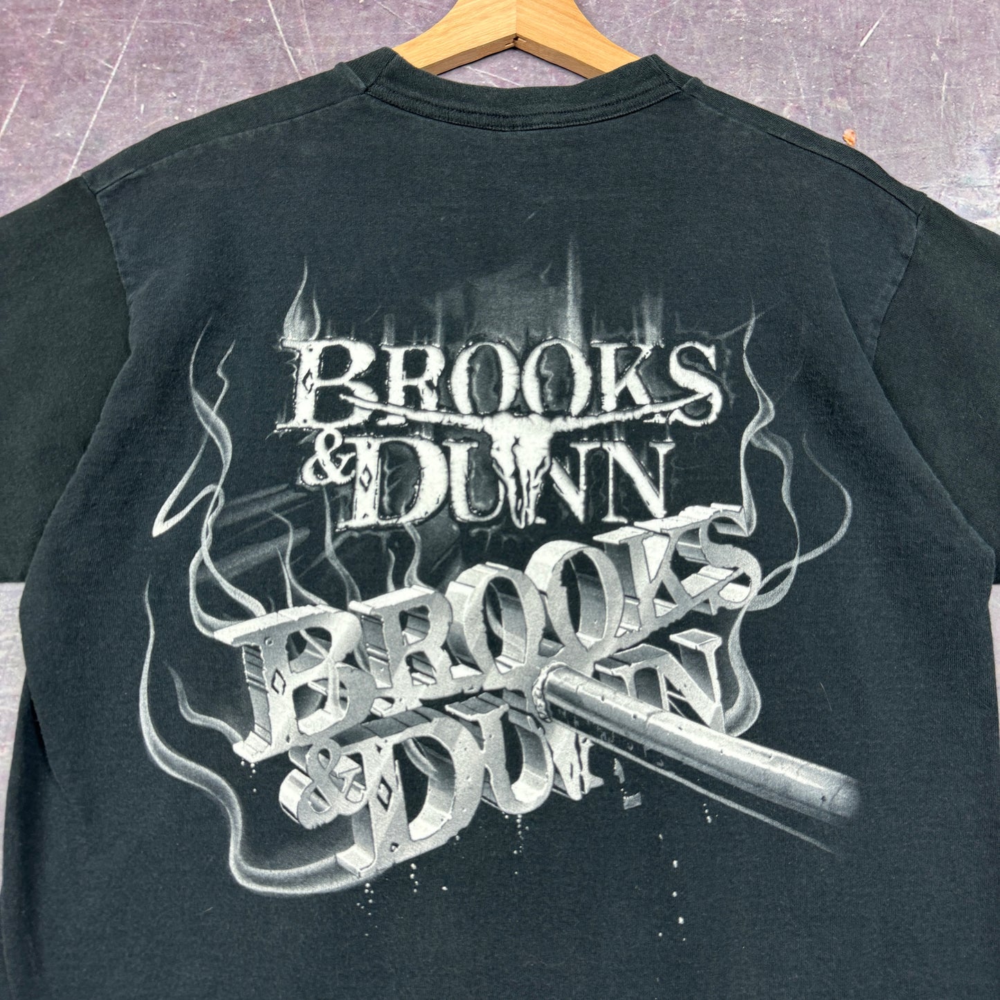 90s Black Brooks & Dunn Borderline Graphic Shirt M 0873