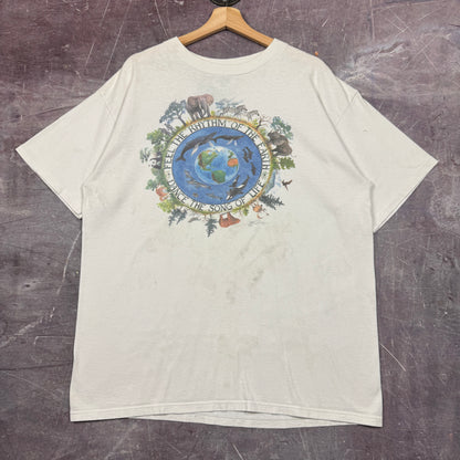 90s White Feel The Rhythm Of The Earth Animal Graphic Shirt XL 2525
