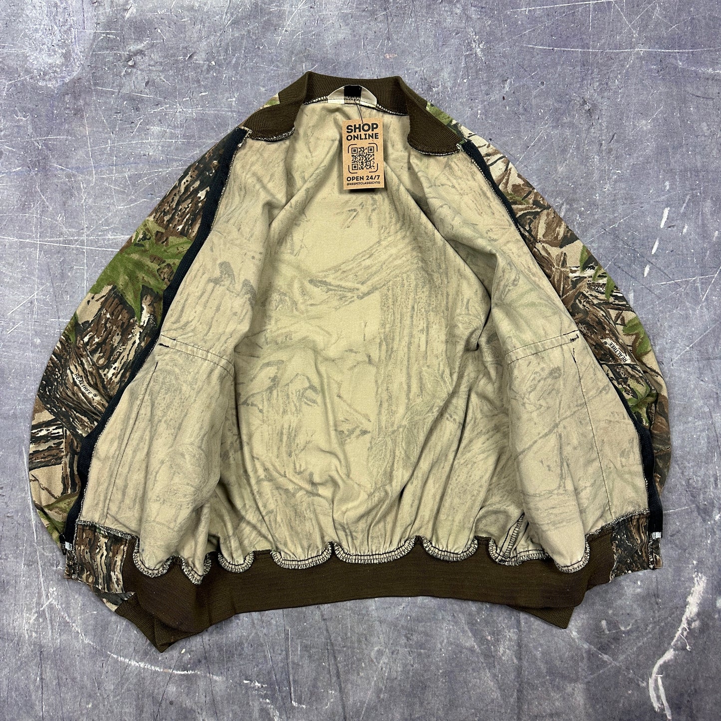 90s Duxbak Real Tree Camo Lightweight Bomber Jacket Boxy L D08