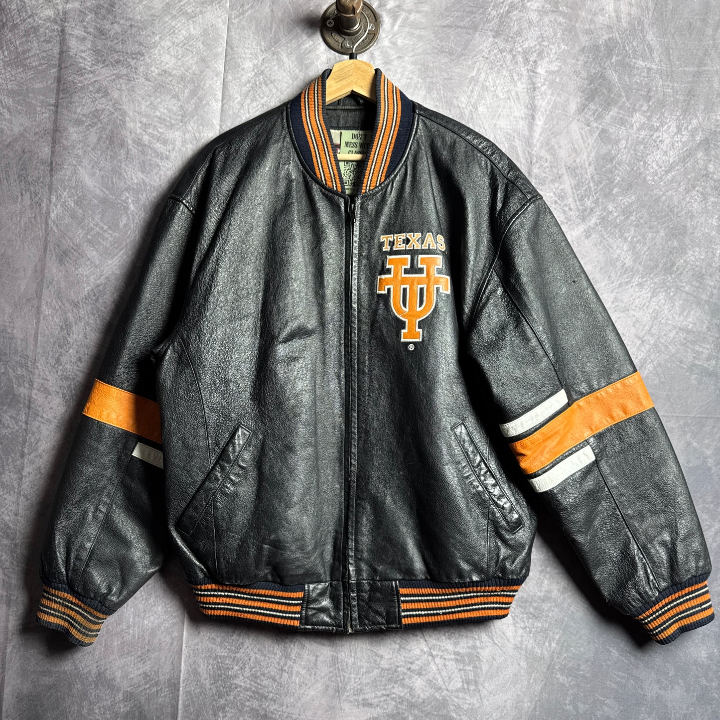 90s Black Texas Longhorns Leather Jacket 4472