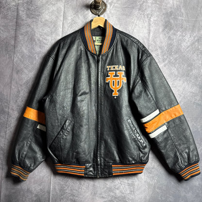 90s Black Texas Longhorns Leather Jacket 4472
