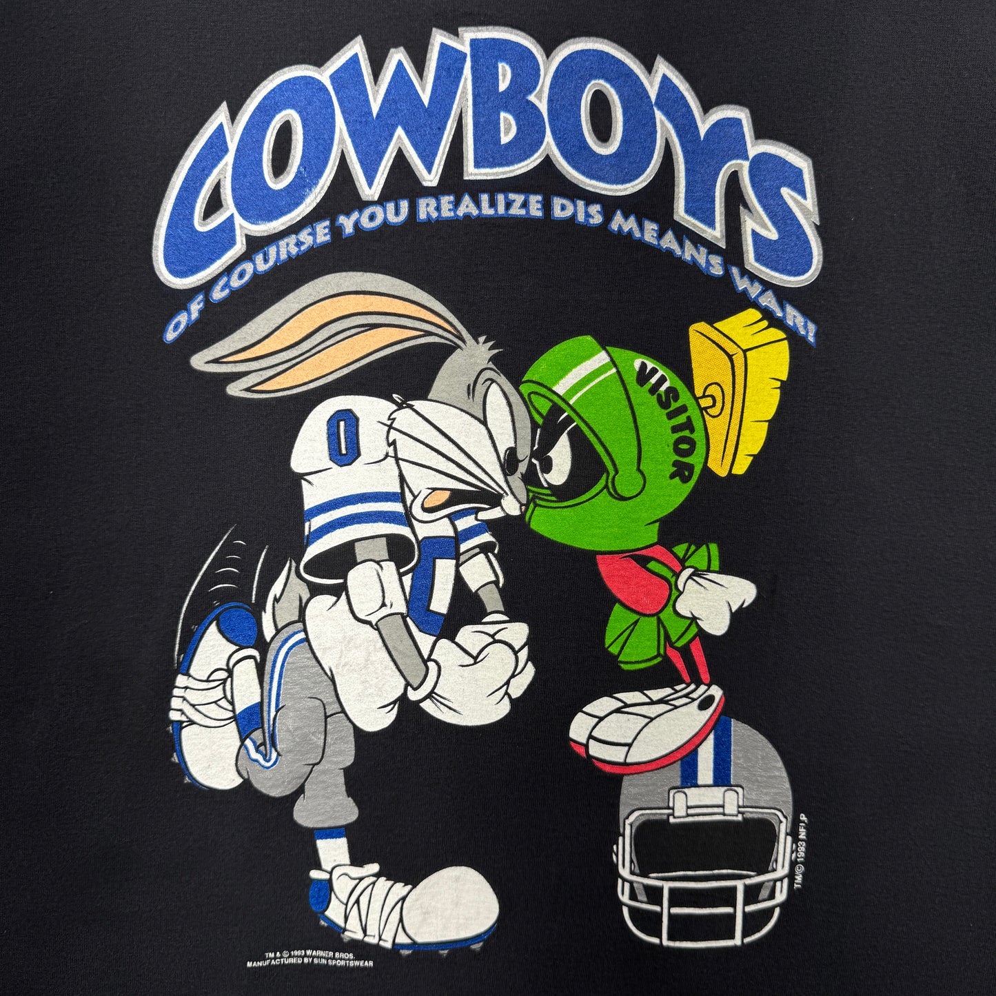 1993 Black Dallas Cowboys Looney Tunes Shirt 4190