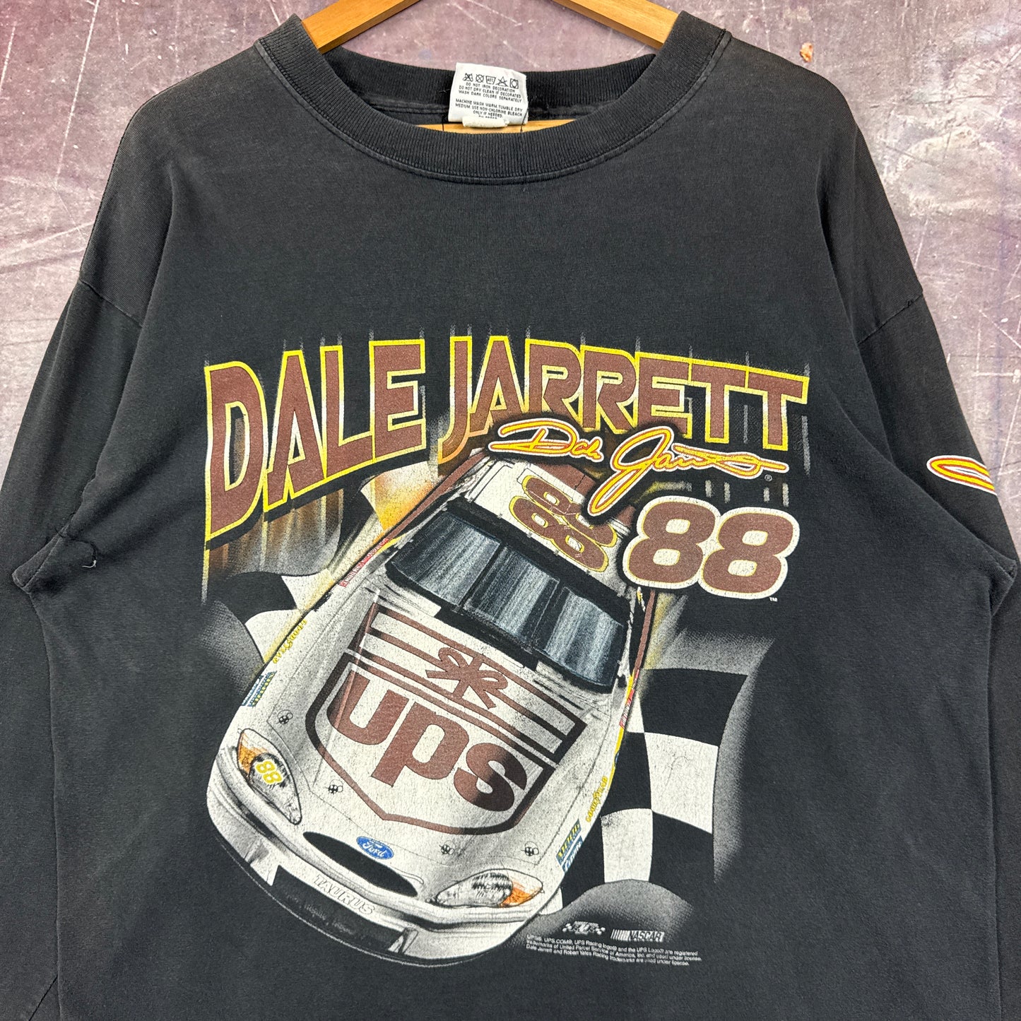 90s Black Dale Jarrett Nascar Longsleeve Shirt 3387