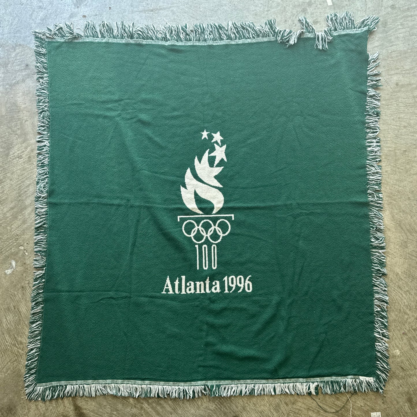 1996 Atlanta Olympics Green White Throw Blanket