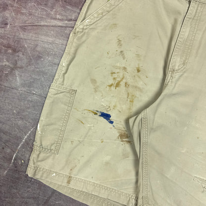00s Tan Brown Baggy Carhartt Carpenter Painter Work Shorts 35x9.5 2794