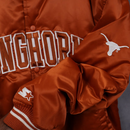 00s Burnt Orange Texas Longhorns Starter Satin Bomber Jacket 5913