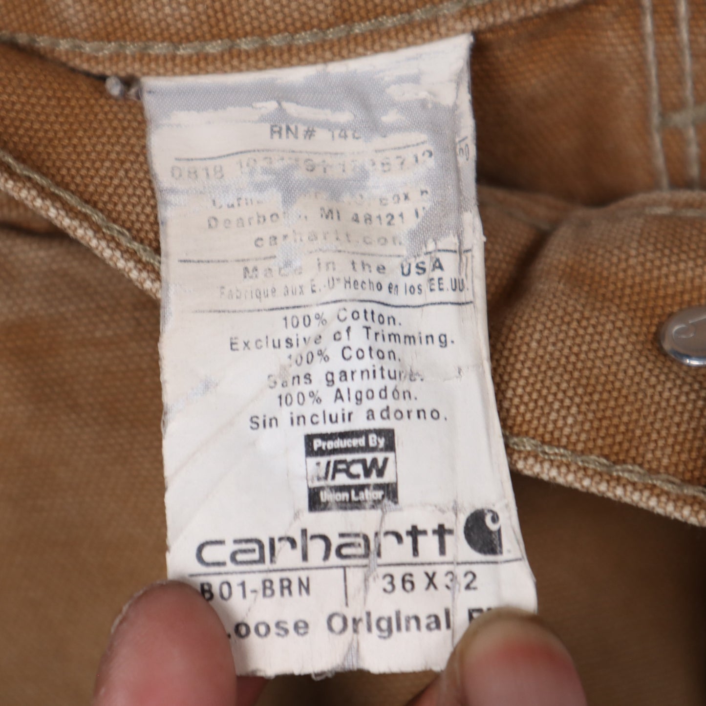 90s Tan Carhartt Distressed Double Knee Work Pants 5226