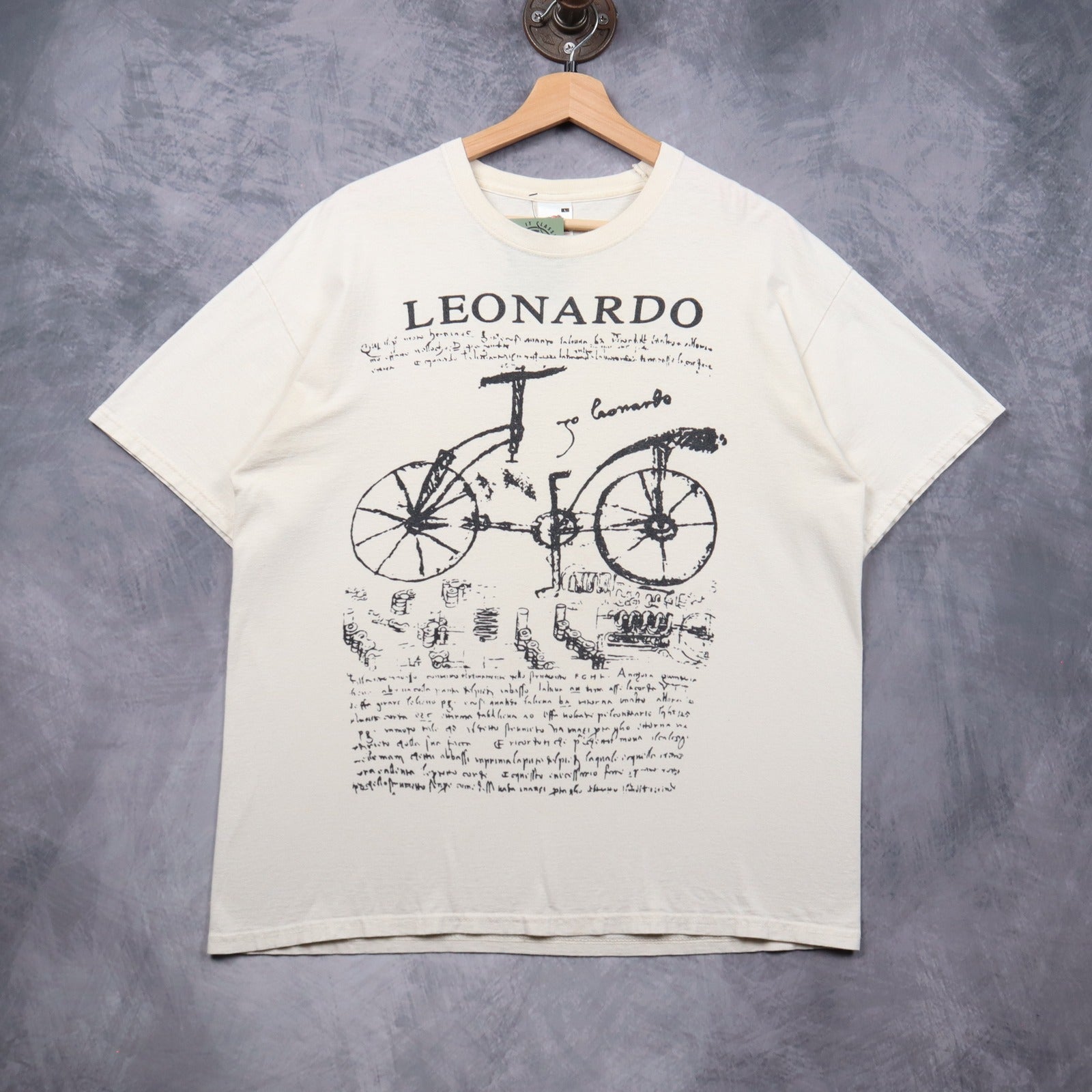 00s Cream Leonardo da Vinci Bicycle Sketch Shirt 5527