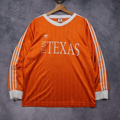 80s Orange Adidas Team Texas Long Sleeve Soccer Jersey 5888