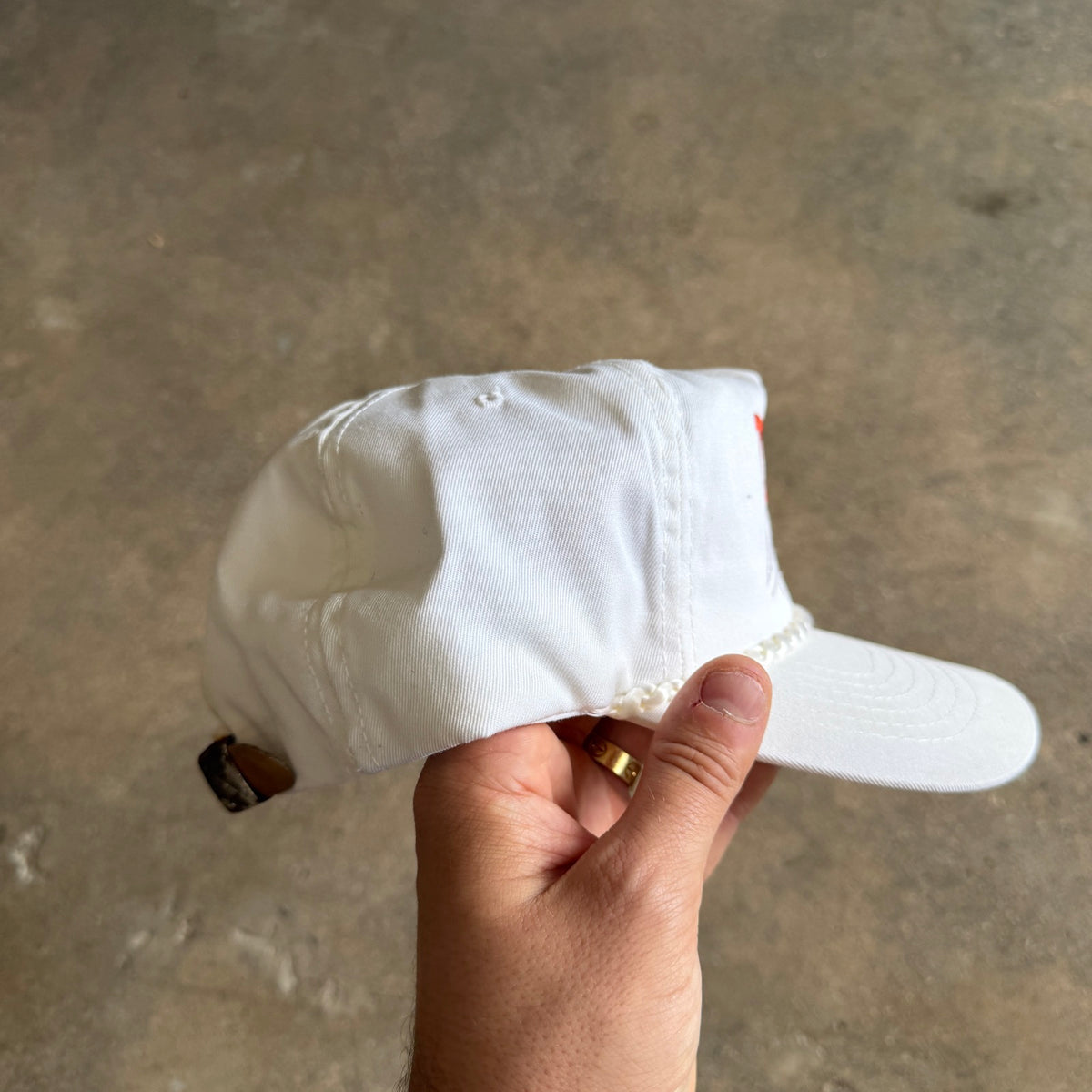 80s White Texas Longhorns Leather Strap Hat 5782