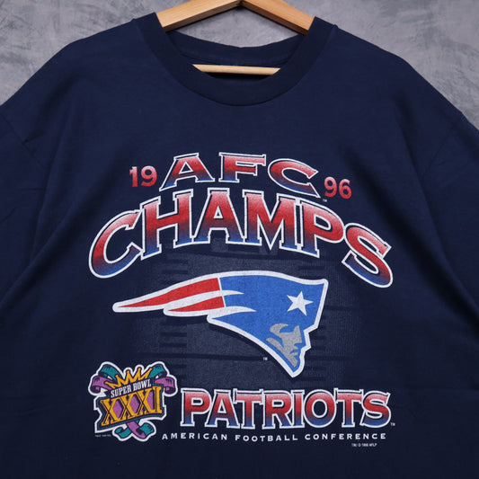 1996 Navy Blue New England Patriots AFC Champs Shirt 6660