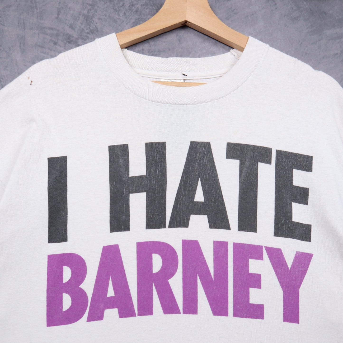 90s White I Hate Barney Shirt 5169