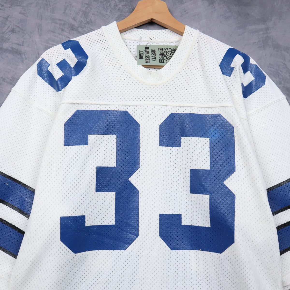 90s White Mitchell & Ness #33 Football Jersey 6674