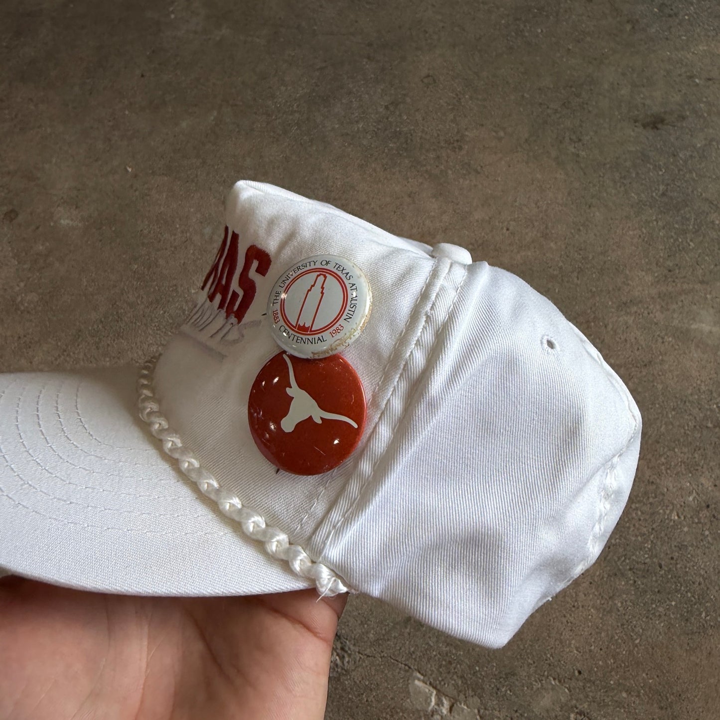 80s White Texas Longhorns Leather Strap Hat 5782