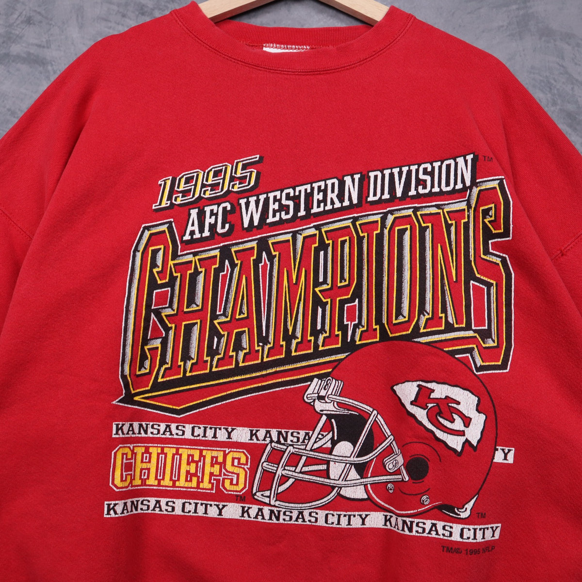 1995 Red Kansas City Chiefs AFC Western Division Champions Crewneck Sweatshirt 6434