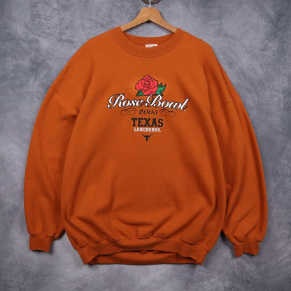 2005 Orange Texas Longhorns Rose Bowl Crewneck Sweatshirt 5712
