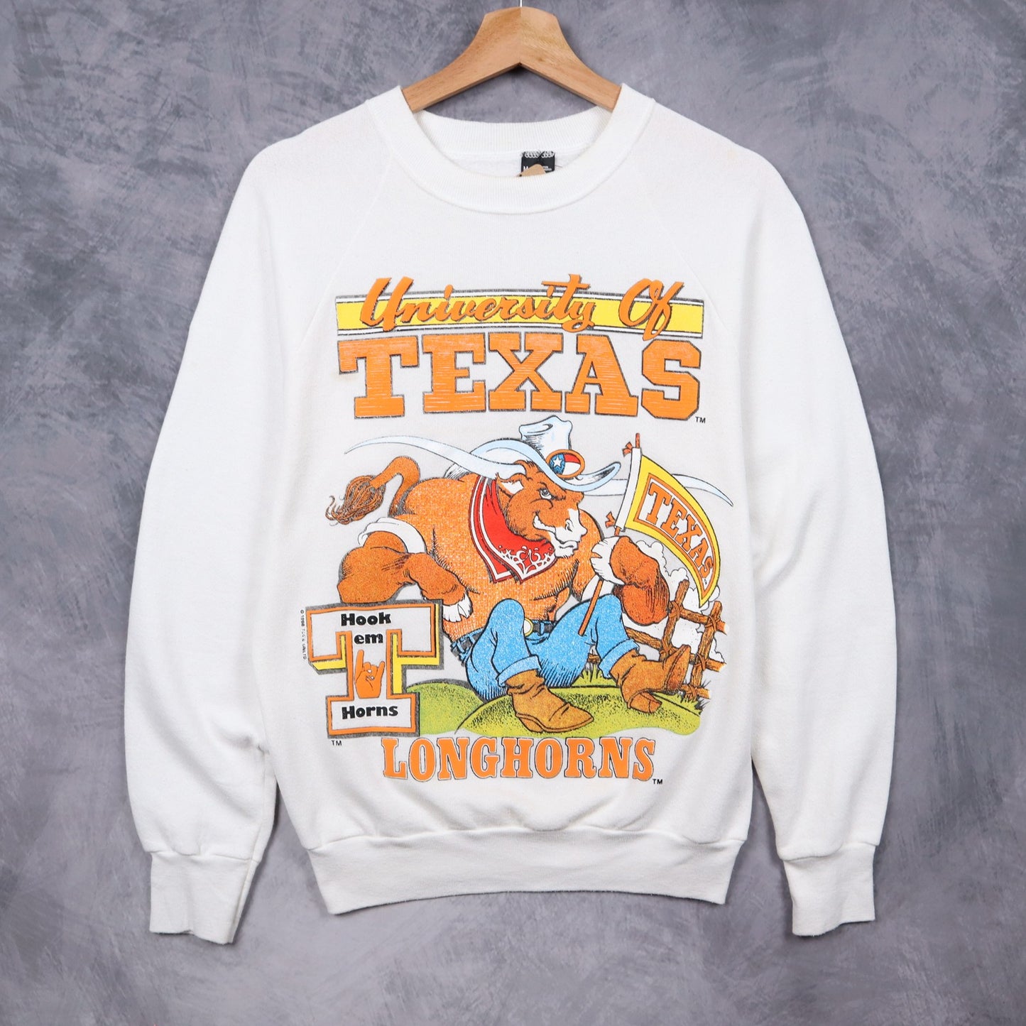 90s White University Of Texas Longhorns Crewneck Sweatshirt 5716