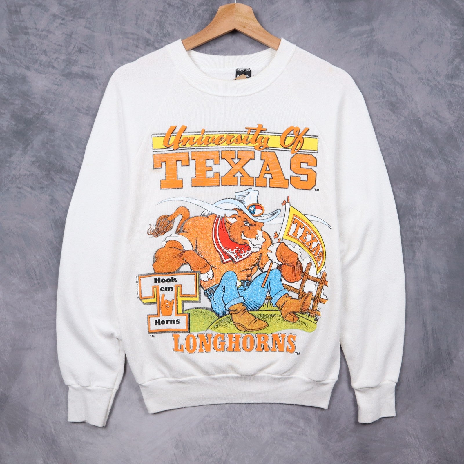 90s White University Of Texas Longhorns Crewneck Sweatshirt 5716