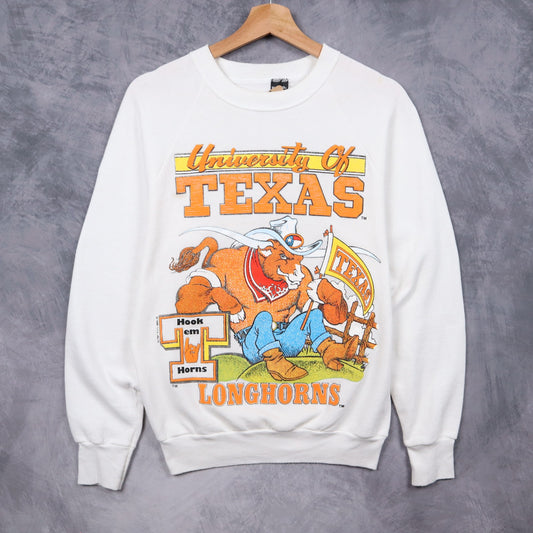 90s White University Of Texas Longhorns Crewneck Sweatshirt 5716