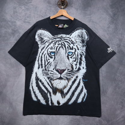 90s Black Busch Gardens White Tiger Big Graphic Shirt 5495