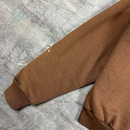 80s Mocha Brown Carhartt Thermal Lined Zip-Up Hoodie M 0332