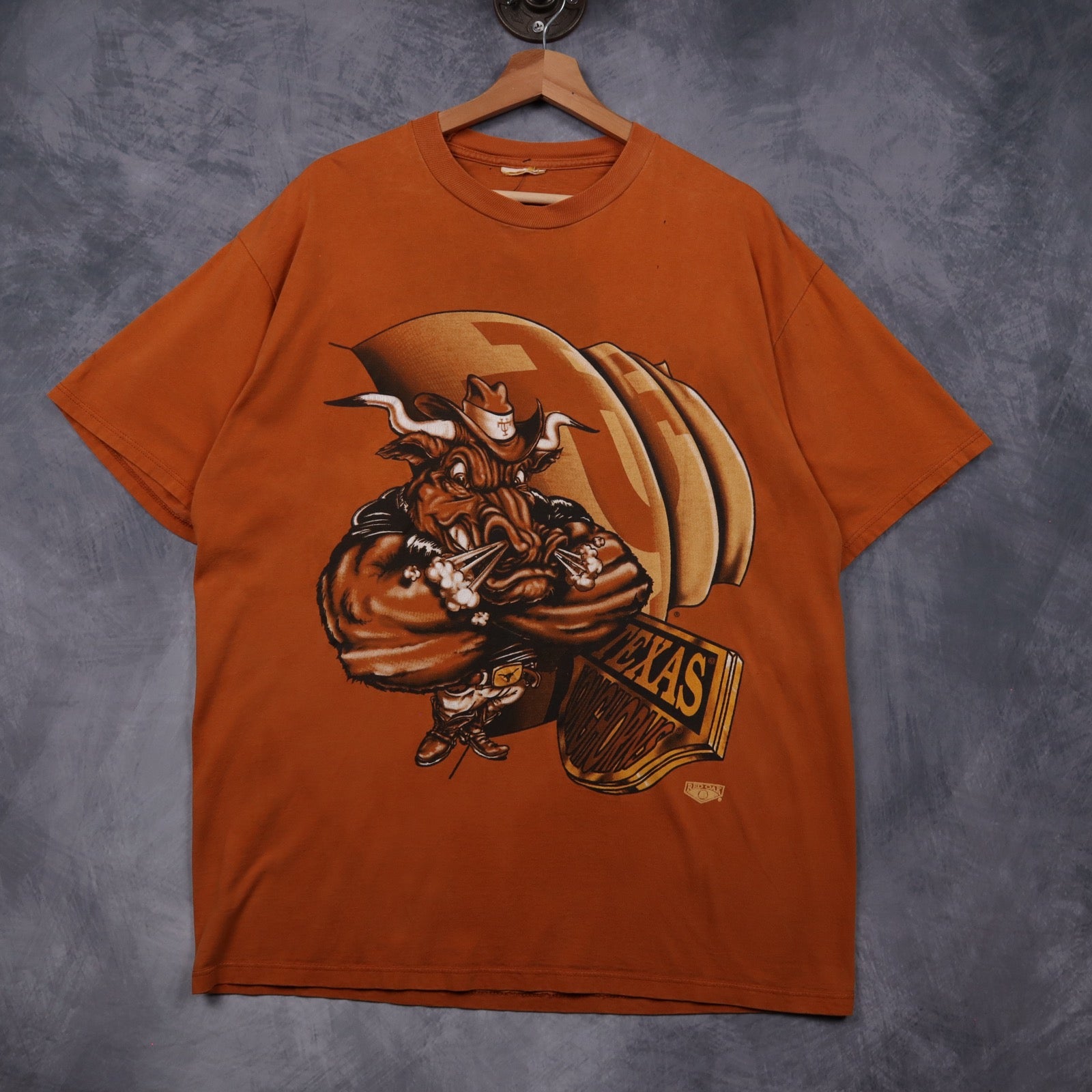 90s Burnt Orange Texas Longhorns Mascot Shirt 5853