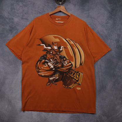90s Burnt Orange Texas Longhorns Mascot Shirt 5853