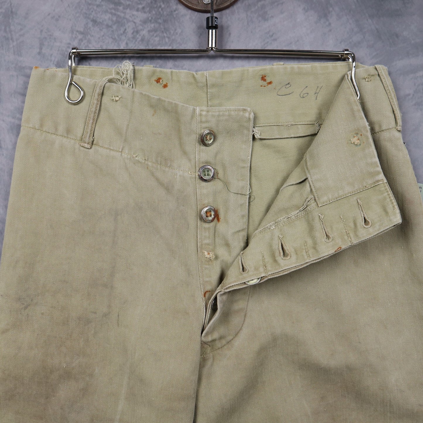 40s Khaki US Military Button Fly Trousers 5045
