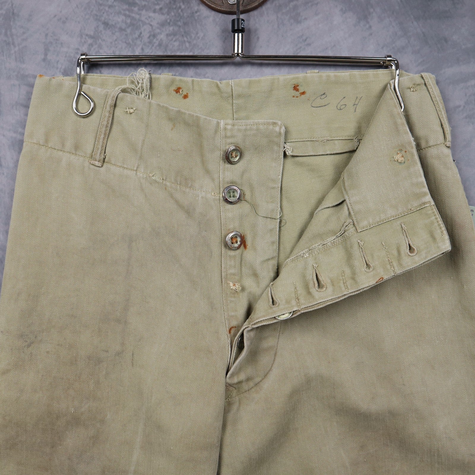 40s Khaki US Military Button Fly Trousers 5045