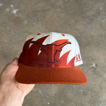 90s White Texas Longhorns Logo Athletic Sharktooth Snapback Hat 5791