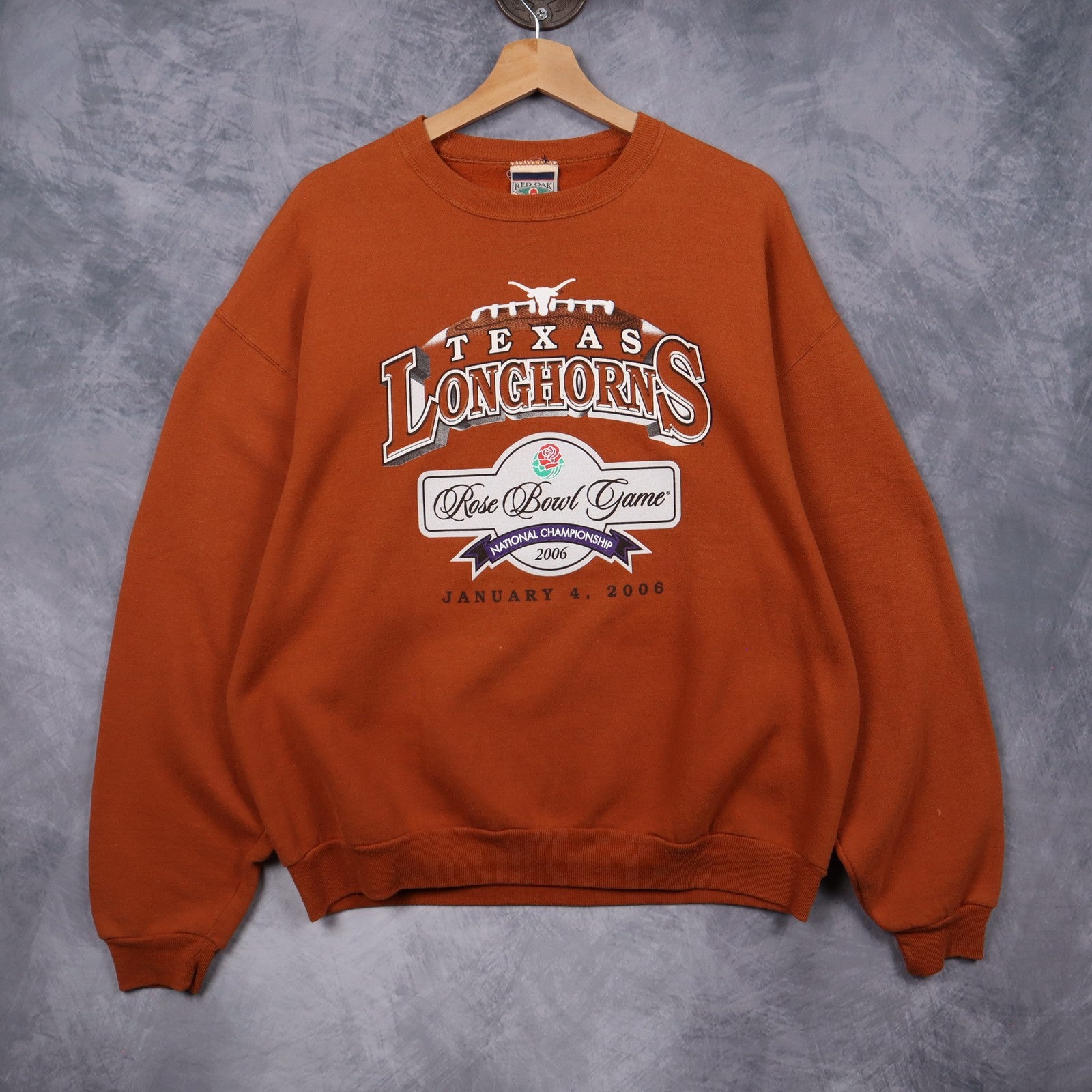 2006 Burnt Orange Texas Longhorns Rose Bowl Crewneck Sweatshirt 5729