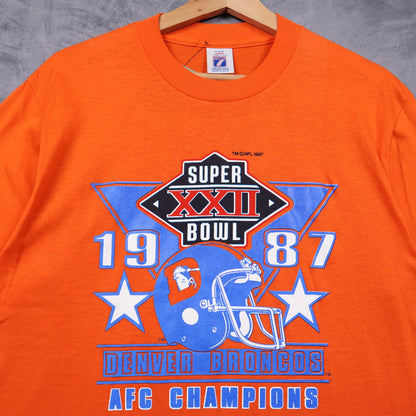 1987 Orange Denver Broncos Super Bowl XXII AFC Champions Shirt 6546