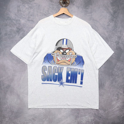 1996 Grey Dallas Cowboys Taz Sack Em Shirt 6708