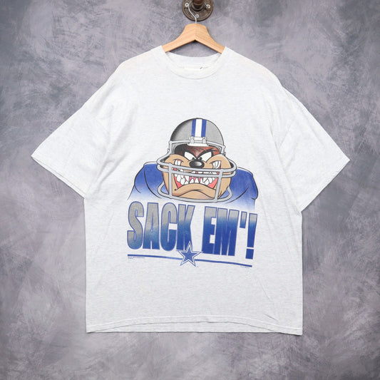 1996 Grey Dallas Cowboys Taz Sack Em Shirt 6708