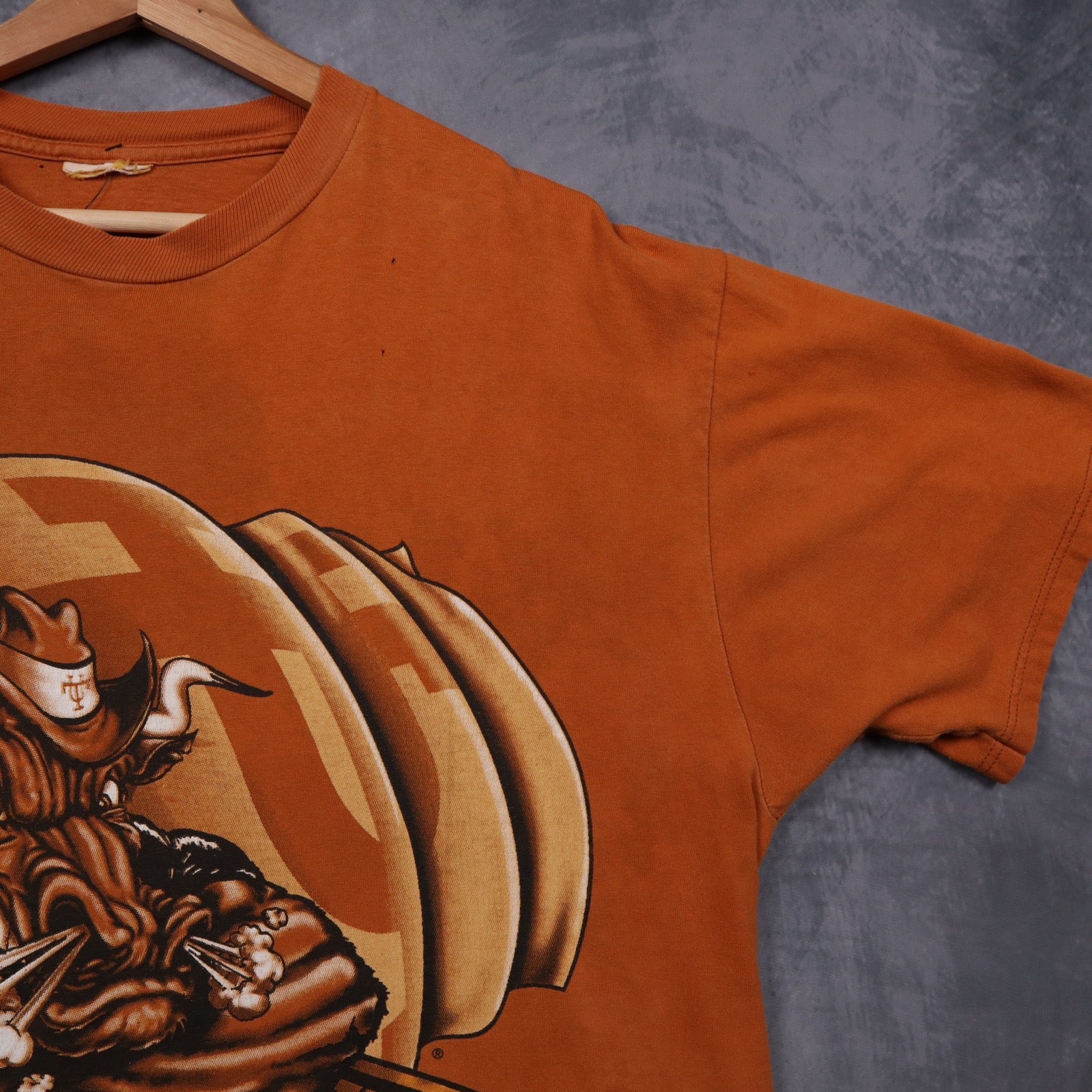 90s Burnt Orange Texas Longhorns Mascot Shirt 5853