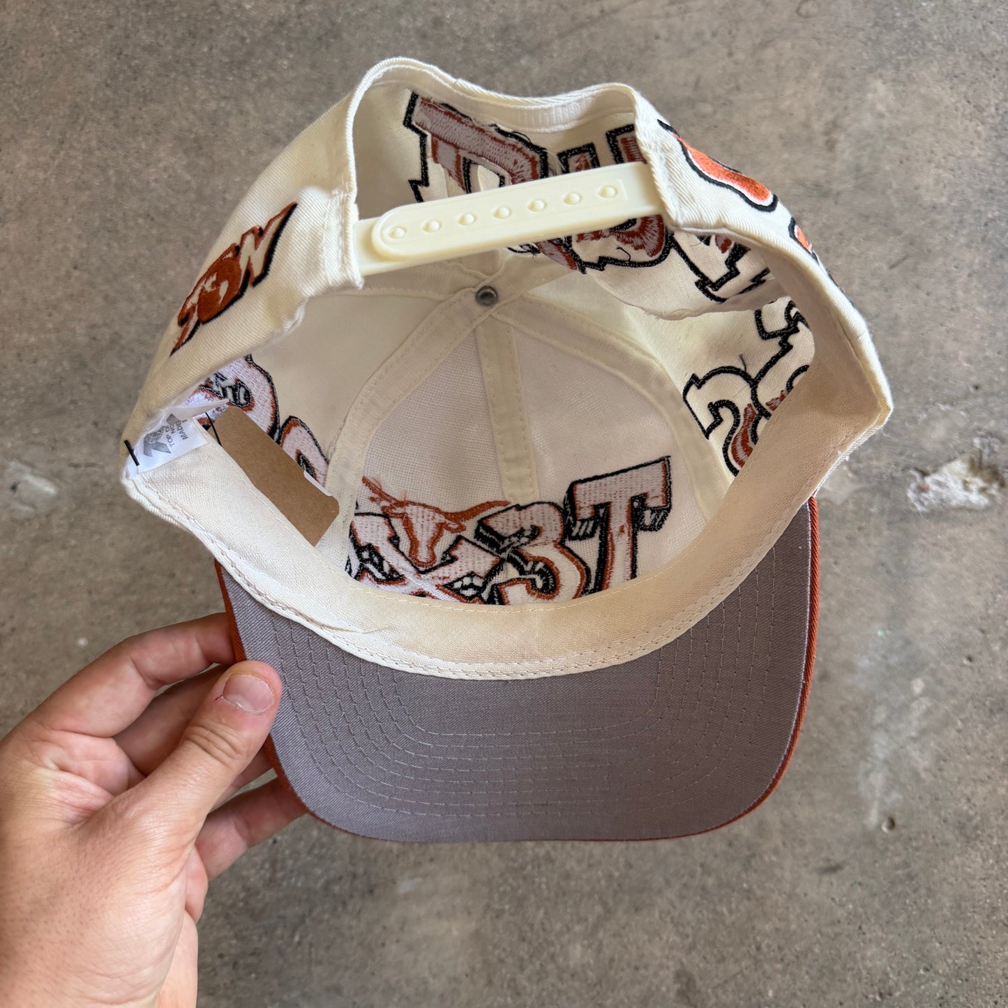 90s Cream Texas Longhorns Graffiti Snapback Hat 5767
