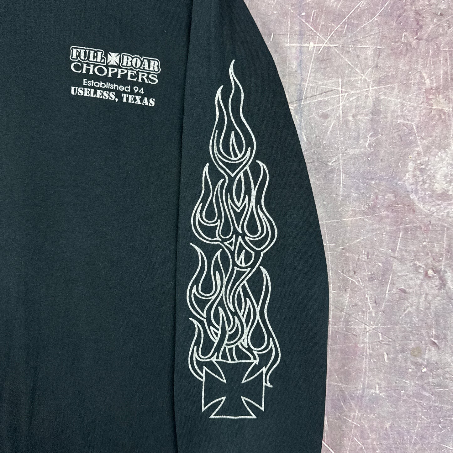 90s Full Boar Choppers Flame Sleeve Shirt 3040