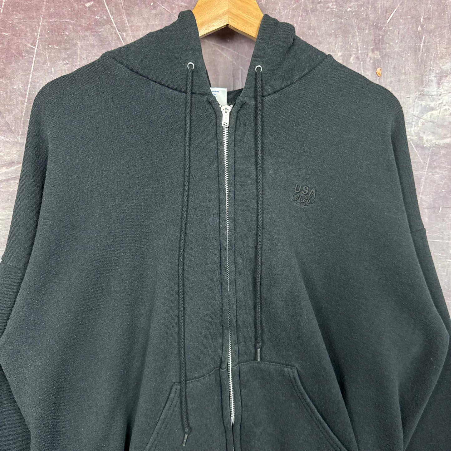 90s Black Olympics Zip Up Hoodie 3480