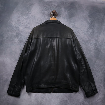 90s Black Polo Ralph Lauren Leather Jacket 5488